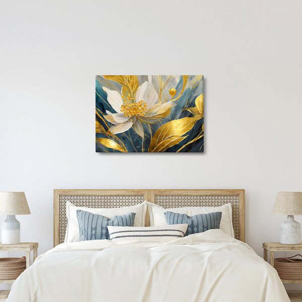 Kép - Festmény arany virágok (70x50 cm)
