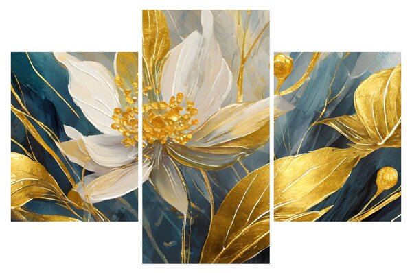 Kép - Festmény arany virágok (90x60 cm)