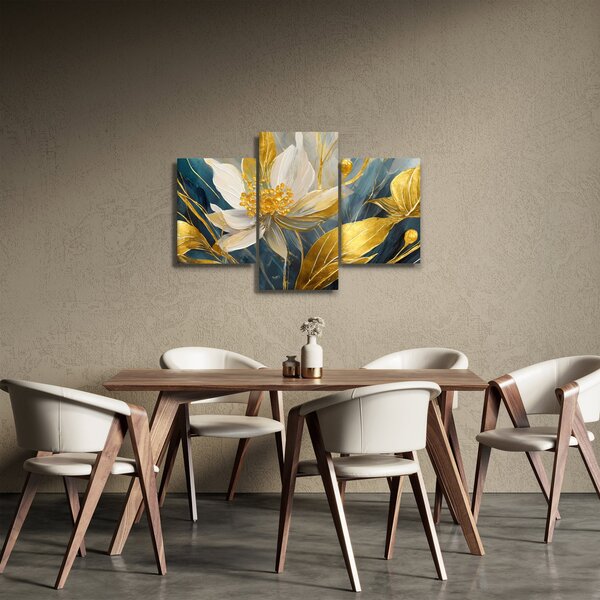 Kép - Festmény arany virágok (90x60 cm)