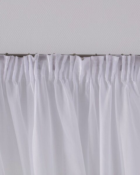 Fényáteresztő függöny Lily, fehér voile pamutcsipkeszegéllyel, 2 db termék színe fehér szövet áttetsző, fényes