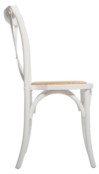 Vintage stílusú étkezőszék, rattan ülőrésszel, fehér - BISTRO