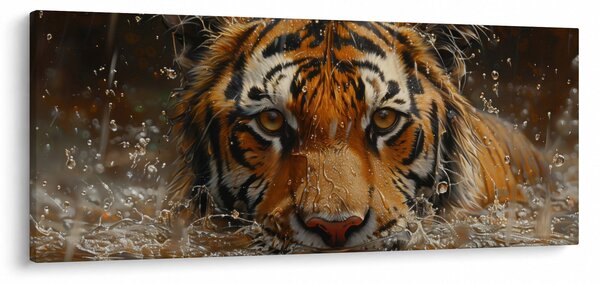 Kép - Portré egy tigris a vízben (120x50 cm)