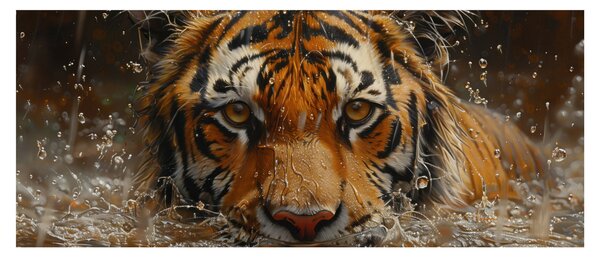 Kép - Portré egy tigris a vízben (120x50 cm)