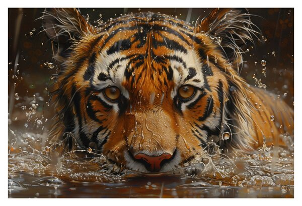 Kép - Portré egy tigris a vízben (90x60 cm)