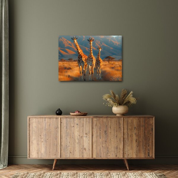 Kép - Zsiráfok a legelőn (70x50 cm)