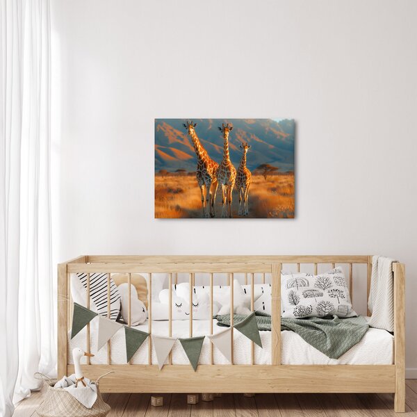 Kép - Zsiráfok a legelőn (70x50 cm)