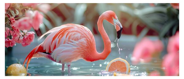 Kép - Flamingó a tóban (120x50 cm)