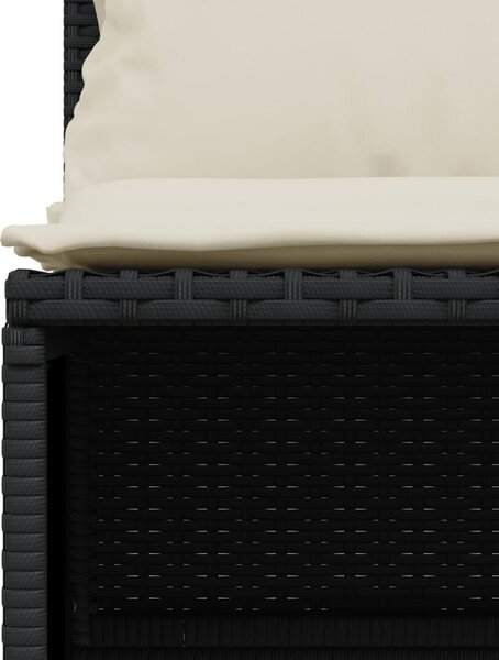 4 részes fekete polyrattan kerti ülőgarnitúra párnákkal