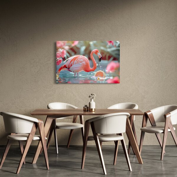 Kép - Flamingó a tóban (90x60 cm)