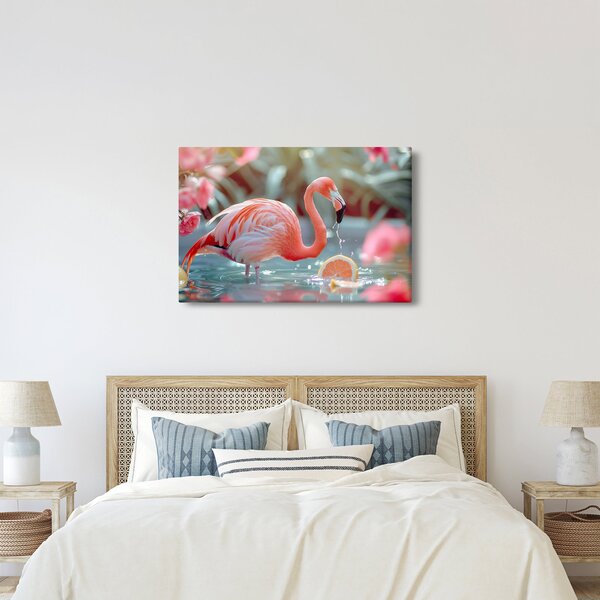 Kép - Flamingó a tóban (90x60 cm)