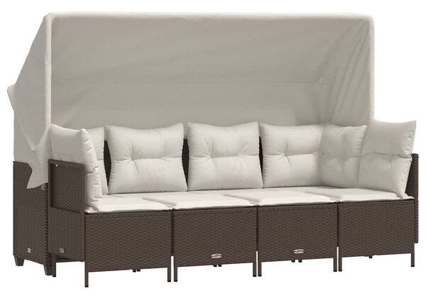 5 részes barna polyrattan kerti ülőgarnitúra párnával