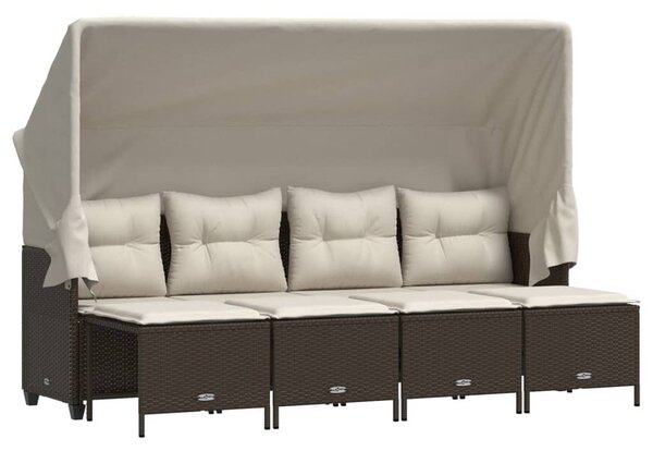 5 részes barna polyrattan kerti ülőgarnitúra párnával