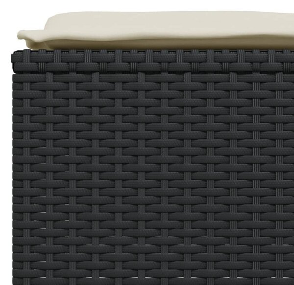 5 részes fekete polyrattan kerti kanapészett párnákkal