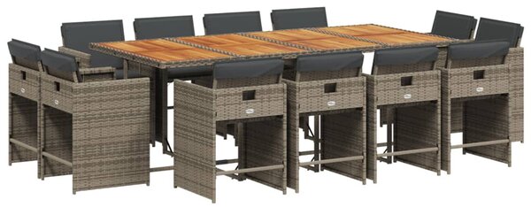 13 részes szürke polyrattan kerti ülőgarnitúra párnákkal