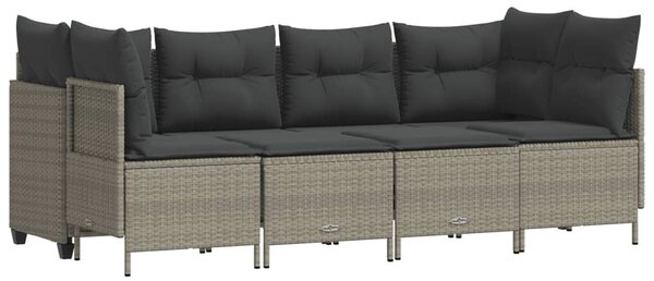 5 részes világosszürke polyrattan kerti ülőgarnitúra párnákkal