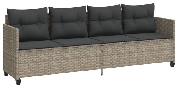 5 részes világosszürke polyrattan kerti ülőgarnitúra párnákkal