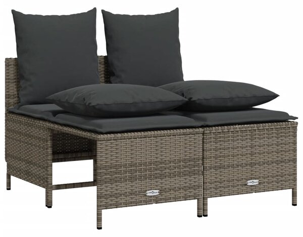 4 részes szürke polyrattan kerti ülőgarnitúra párnákkal