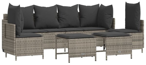 5 részes szürke polyrattan kerti ülőgarnitúra párnákkal
