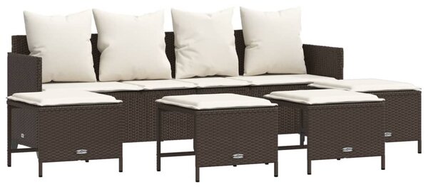 5 részes barna polyrattan kerti ülőgarnitúra párnával