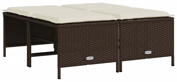 5 részes barna polyrattan kerti ülőgarnitúra párnával