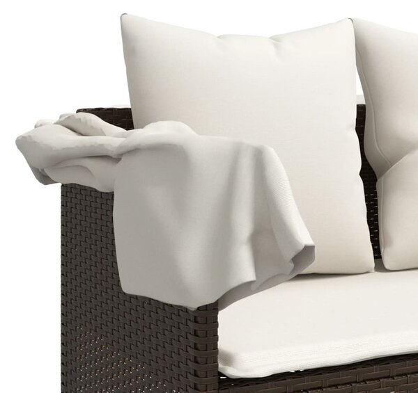 5 részes barna polyrattan kerti ülőgarnitúra párnával