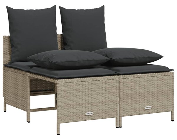 4 részes világosszürke polyrattan kerti ülőgarnitúra párnákkal