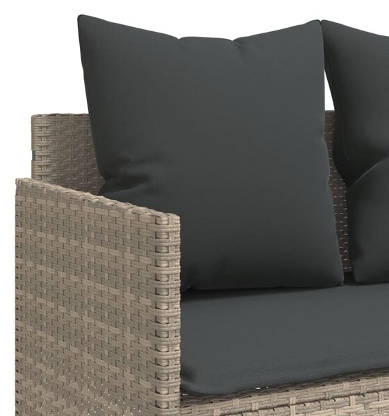 5 részes világosszürke polyrattan kerti ülőgarnitúra párnákkal