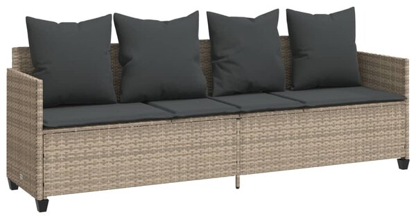 5 részes világosszürke polyrattan kerti ülőgarnitúra párnákkal