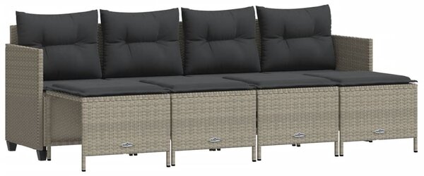 5 részes világosszürke polyrattan kerti ülőgarnitúra párnákkal