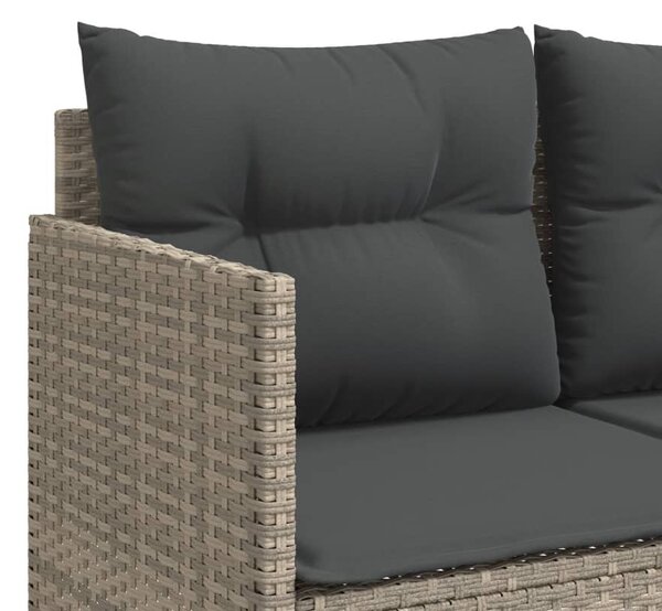 5 részes világosszürke polyrattan kerti ülőgarnitúra párnákkal