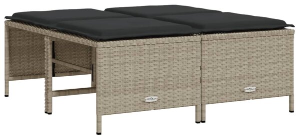 5 részes világosszürke polyrattan kerti ülőgarnitúra párnákkal
