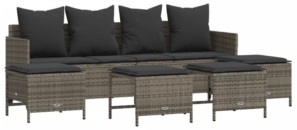 5 részes szürke polyrattan kerti ülőgarnitúra párnákkal