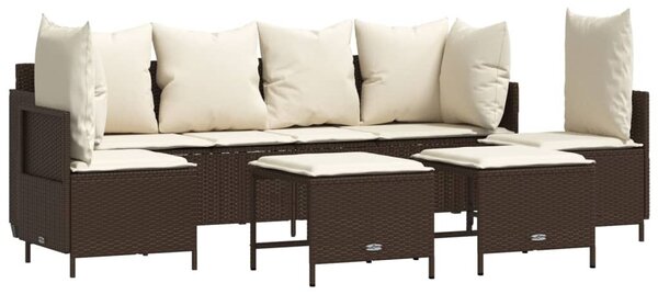 5 részes barna polyrattan kerti ülőgarnitúra párnával