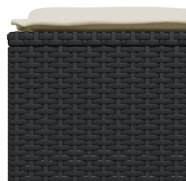 5 részes fekete polyrattan kerti kanapészett párnákkal