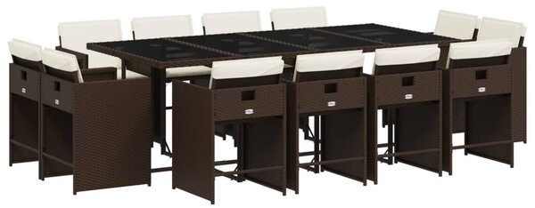 13 részes barna polyrattan kerti ülőgarnitúra párnákkal