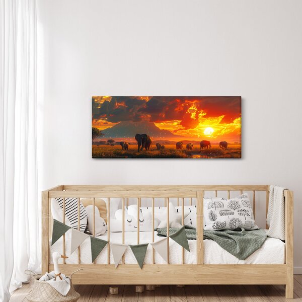 Kép - Elefántcsorda (120x50 cm)