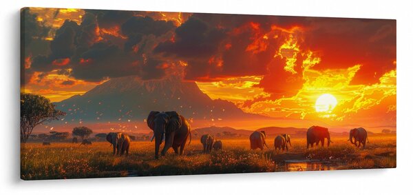 Kép - Elefántcsorda (120x50 cm)