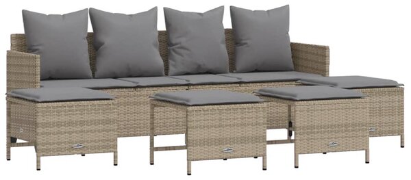 5 részes bézs polyrattan kerti ülőgarnitúra párnákkal