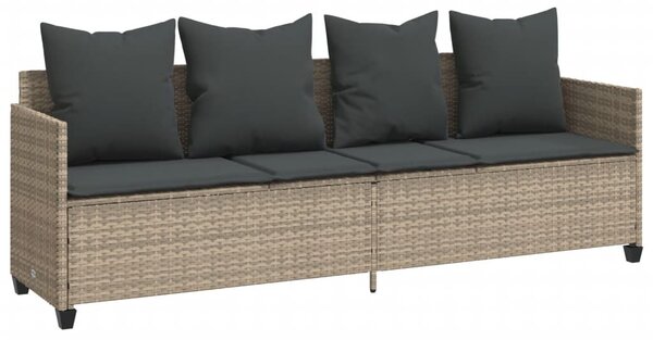 5 részes világosszürke polyrattan kerti ülőgarnitúra párnákkal