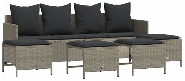 5 részes világosszürke polyrattan kerti ülőgarnitúra párnákkal