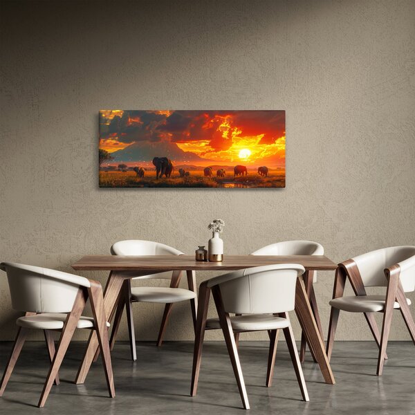 Kép - Elefántcsorda (120x50 cm)