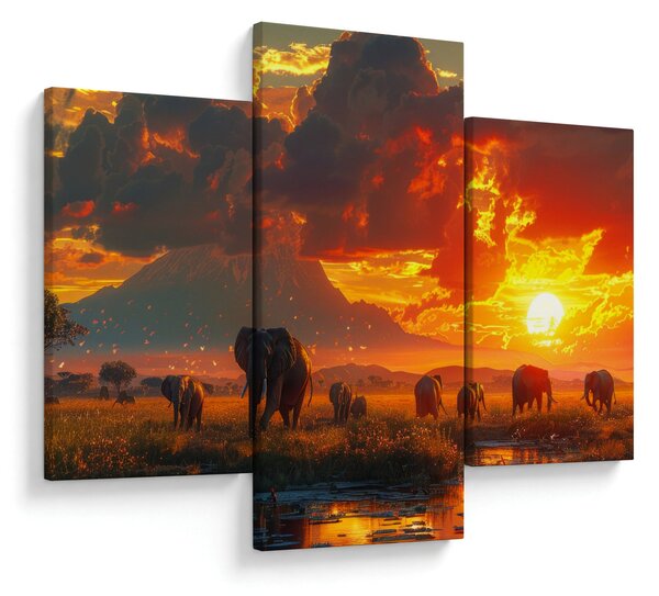 Kép - Elefántcsorda (90x60 cm)