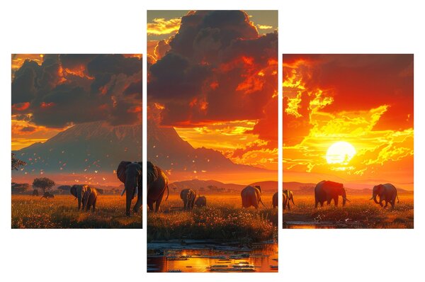 Kép - Elefántcsorda (90x60 cm)