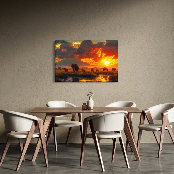 Kép - Elefántcsorda (90x60 cm)
