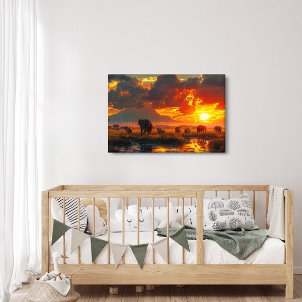 Kép - Elefántcsorda (90x60 cm)