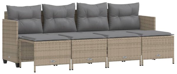 5 részes bézs polyrattan kerti ülőgarnitúra párnákkal
