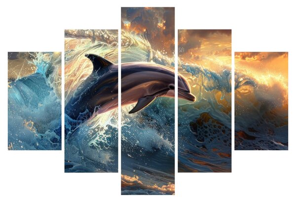Kép - Delfin, illusztrációk (150x105 cm)