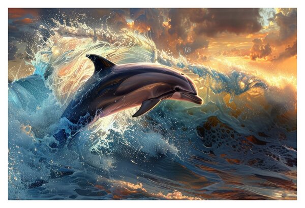 Kép - Delfin, illusztrációk (90x60 cm)