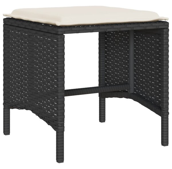 6 részes fekete polyrattan kerti ülőgarnitúra párnákkal