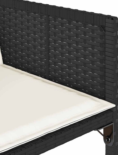 15 részes fekete polyrattan kerti étkezőgarnitúra párnákkal